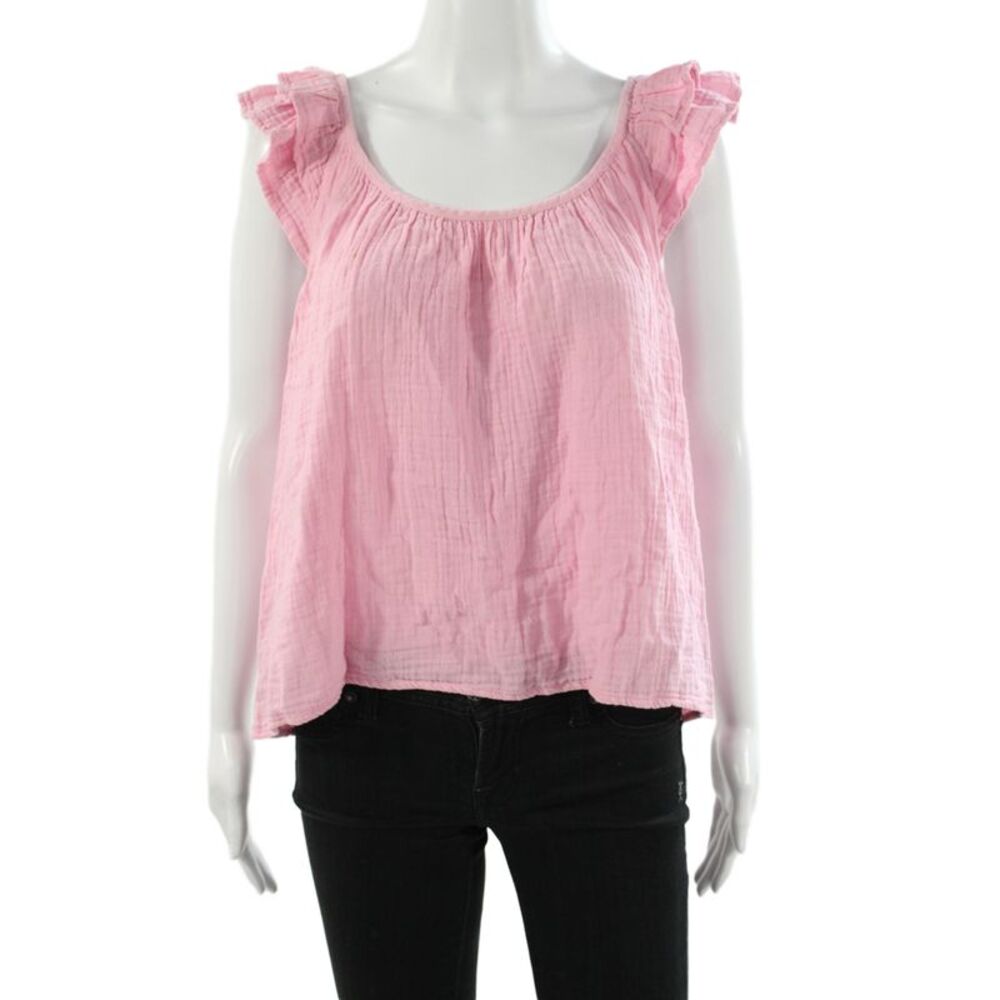 Xirena Womens Basic Sleeveless Scoop Neck Pink Cotton Blouse Size S